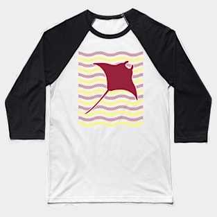 Manta Ray Among Waves Baseball T-Shirt